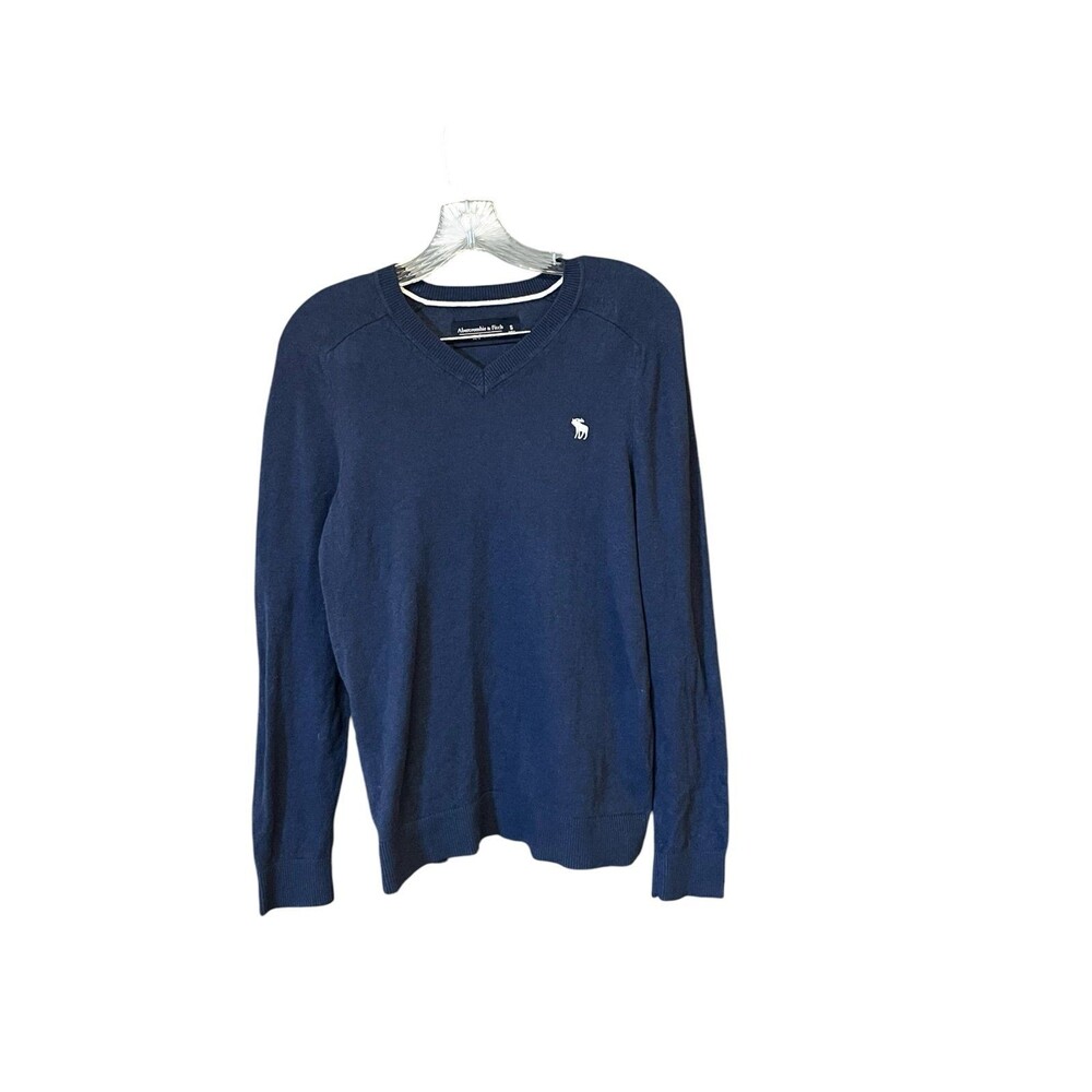 Abercrombie & Fitch soft A&F sweater men S navy blue V-neck cotton cashmere